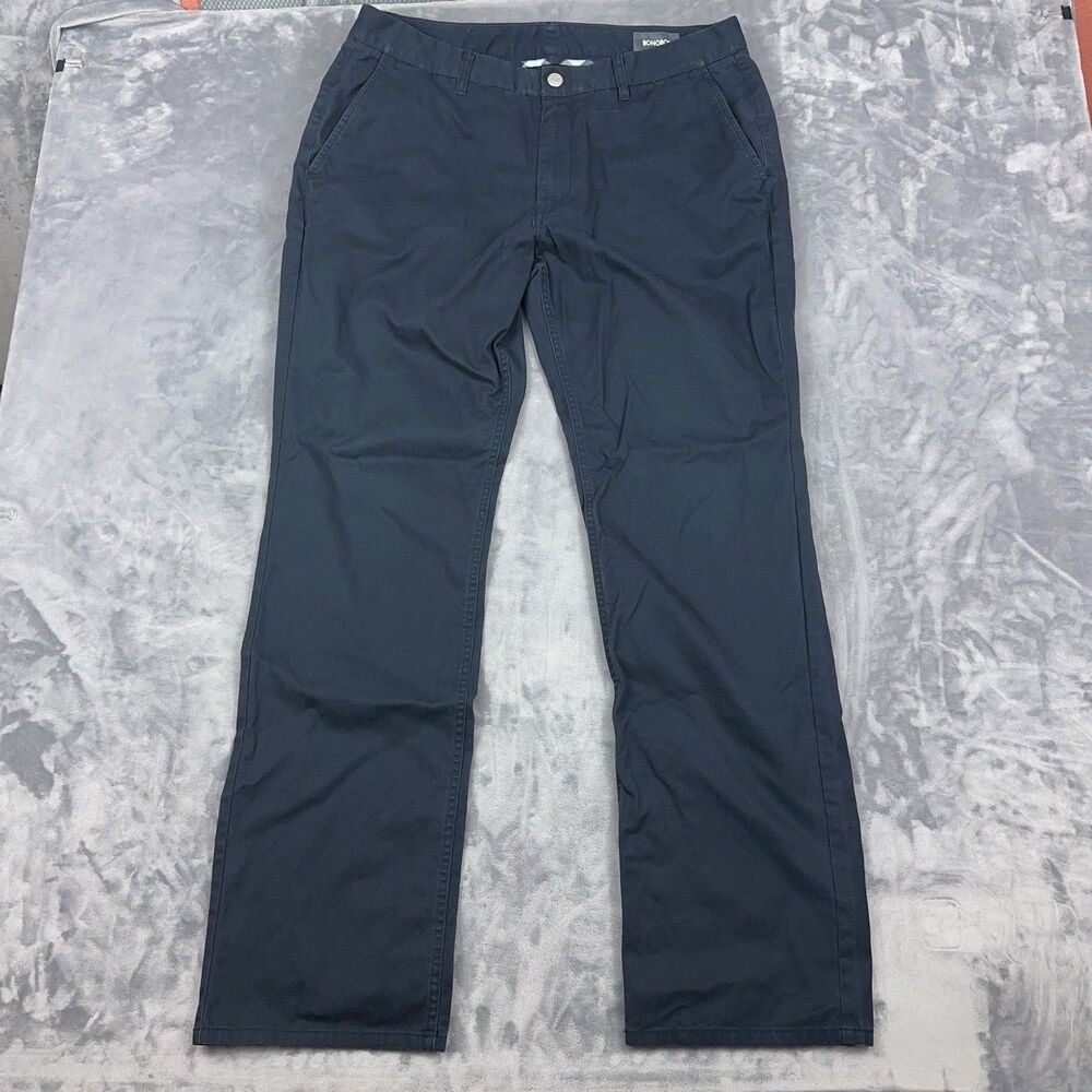 Bonobos Pants Mens Size 36/34 Blue Washed Chino Straight Leg Slash Pockets